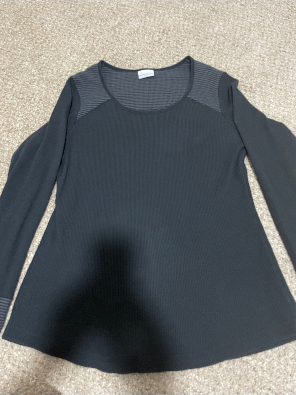 Columbia Sportswear Women SZ XL Black Everyday Ribbed Long-Sleeve Scoop Neck Top